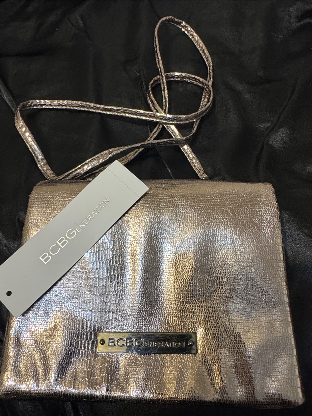 BCBGeneration Metallic Rose Gold Textured Crossbody